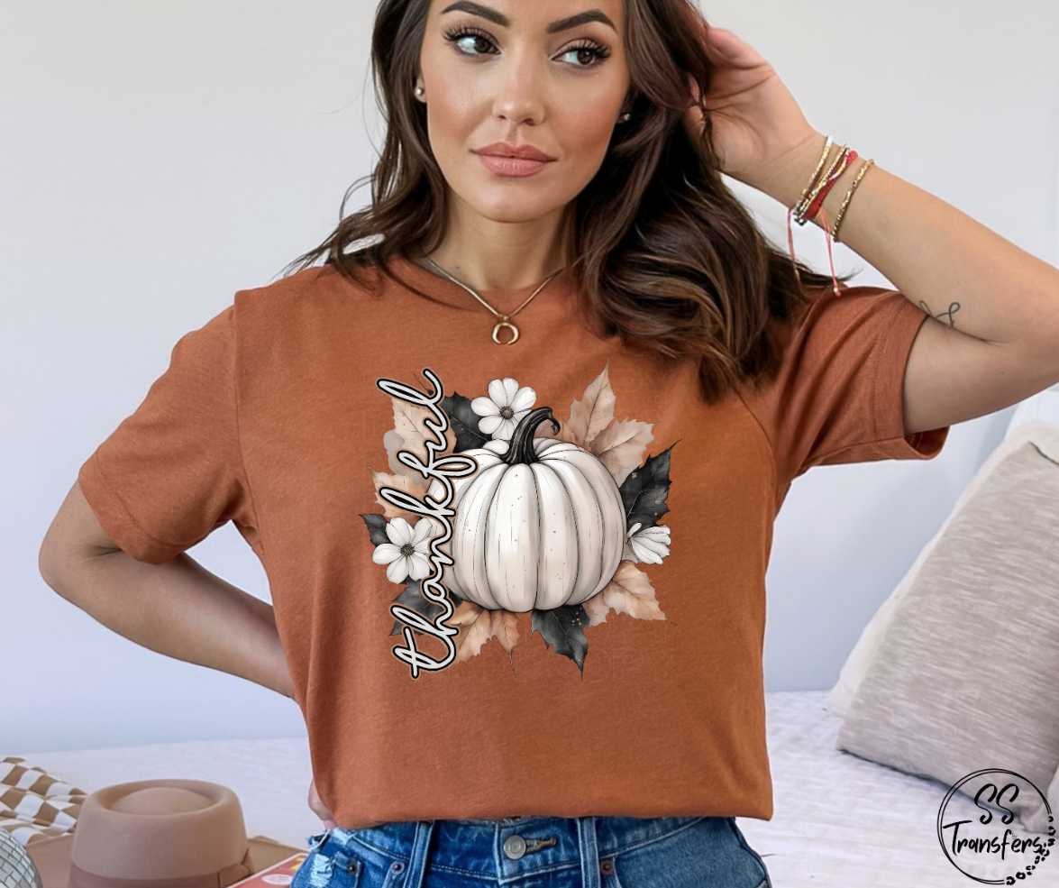 Thankful White Pumpkin DTF Transfer
