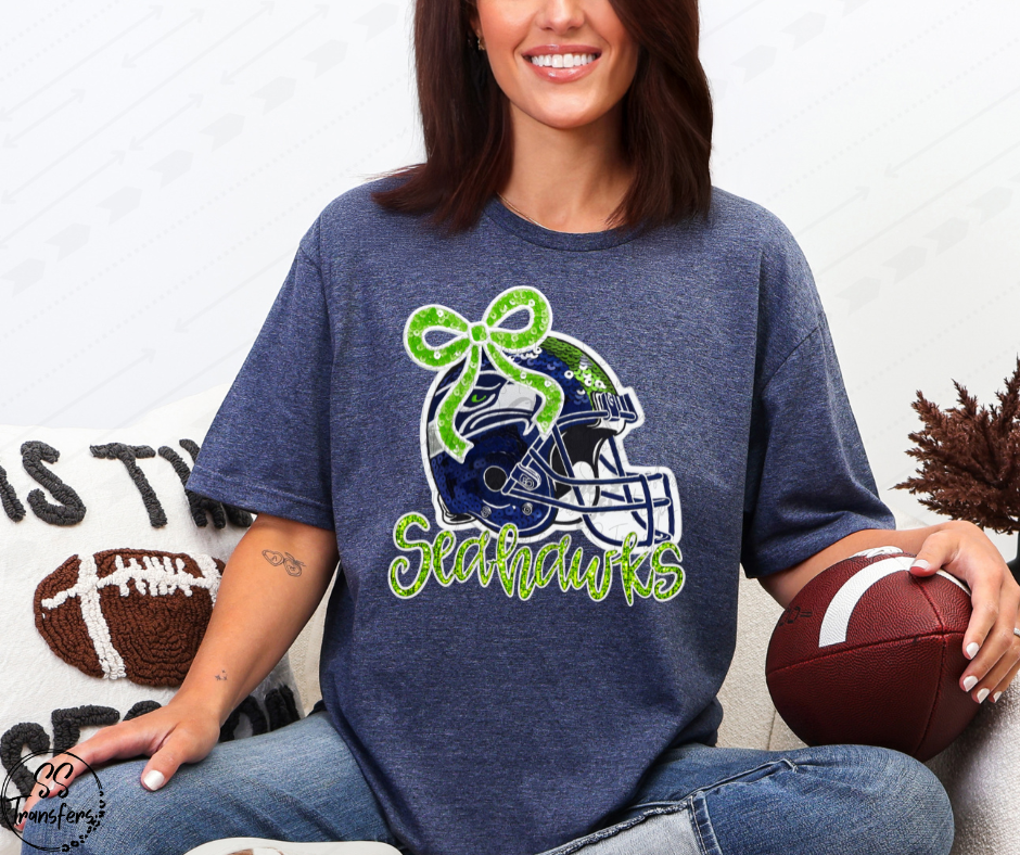 S Hawks Helmet Faux Bling DTF Transfer