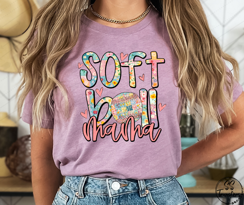 Softball/Baseball Mama Floral DTF Transfer