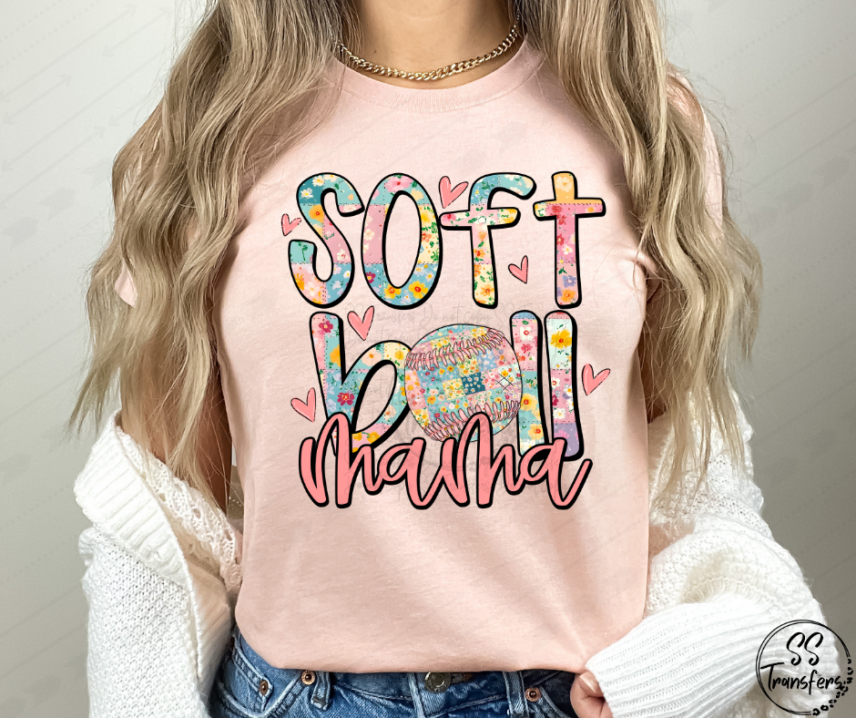 Softball/Baseball Mama Floral DTF Transfer
