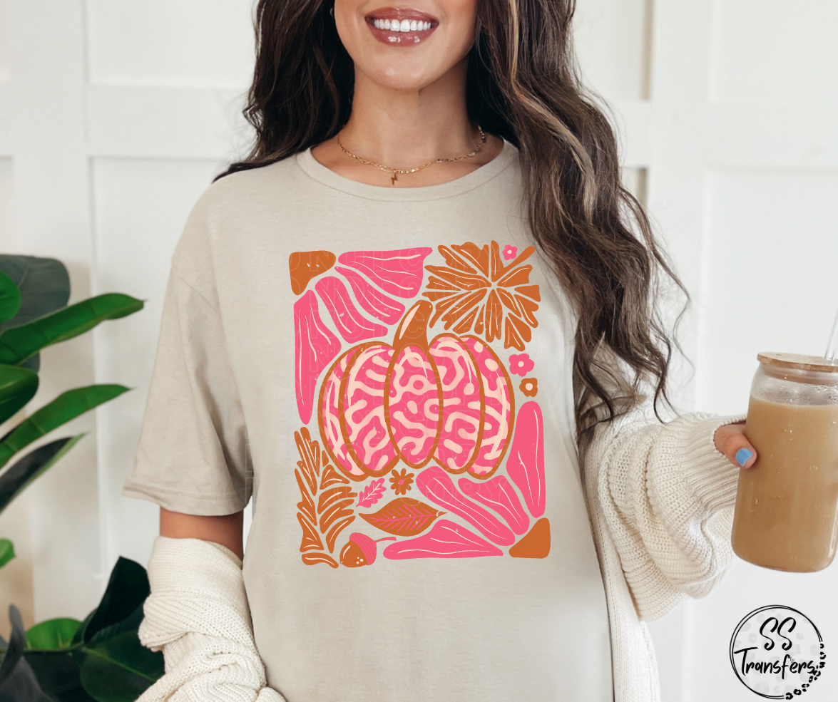 Leopard Floral Pumpkin DTF Transfer