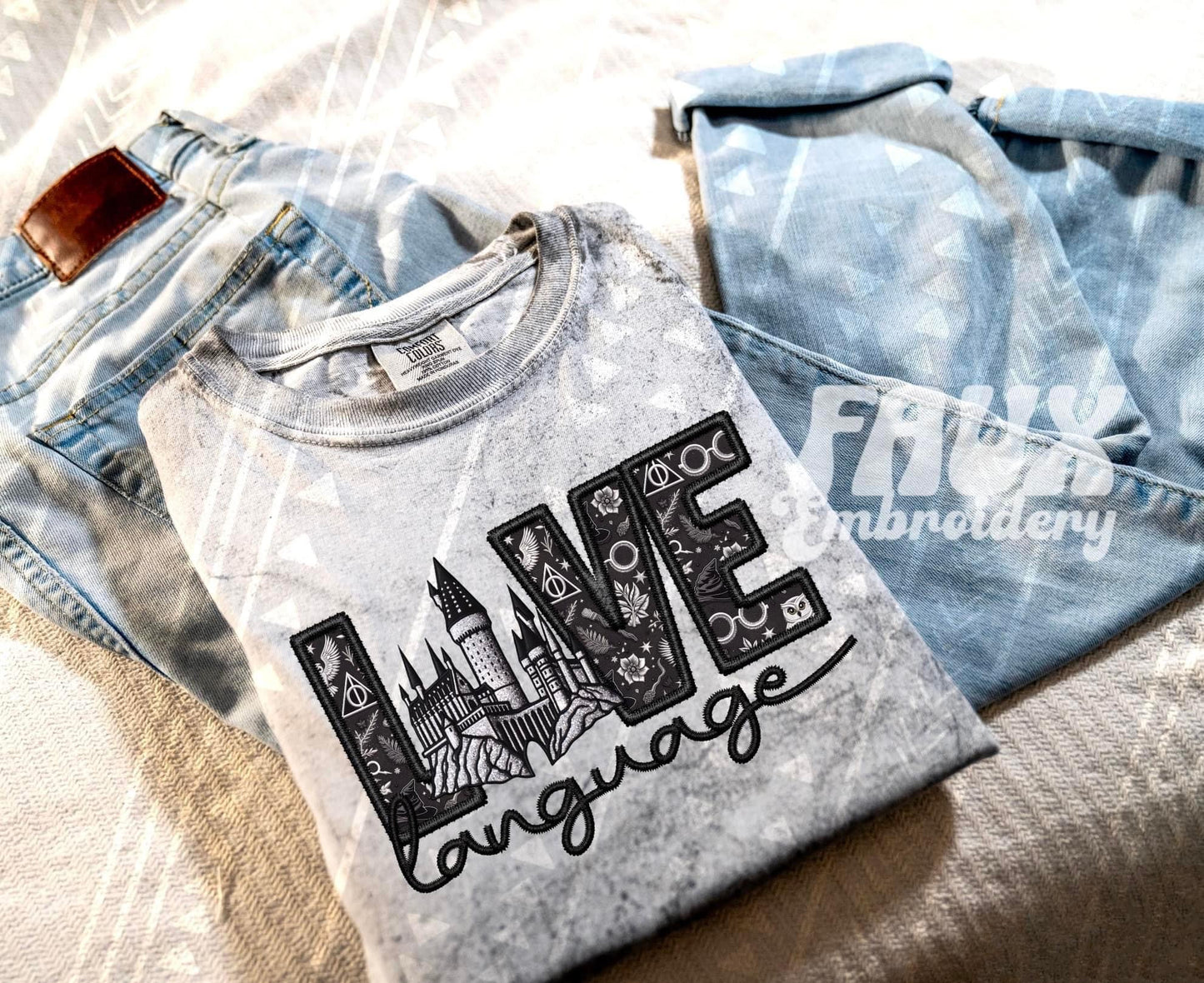 Love Language Faux Embroidered (Multiple Options) DTF Transfer