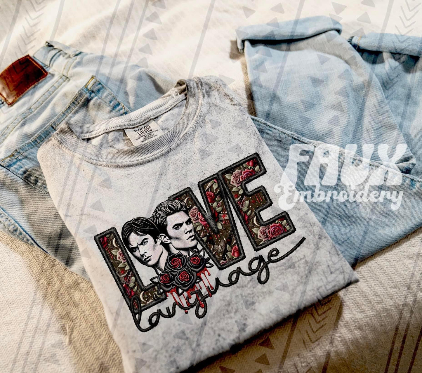 Love Language Faux Embroidered (Multiple Options) DTF Transfer
