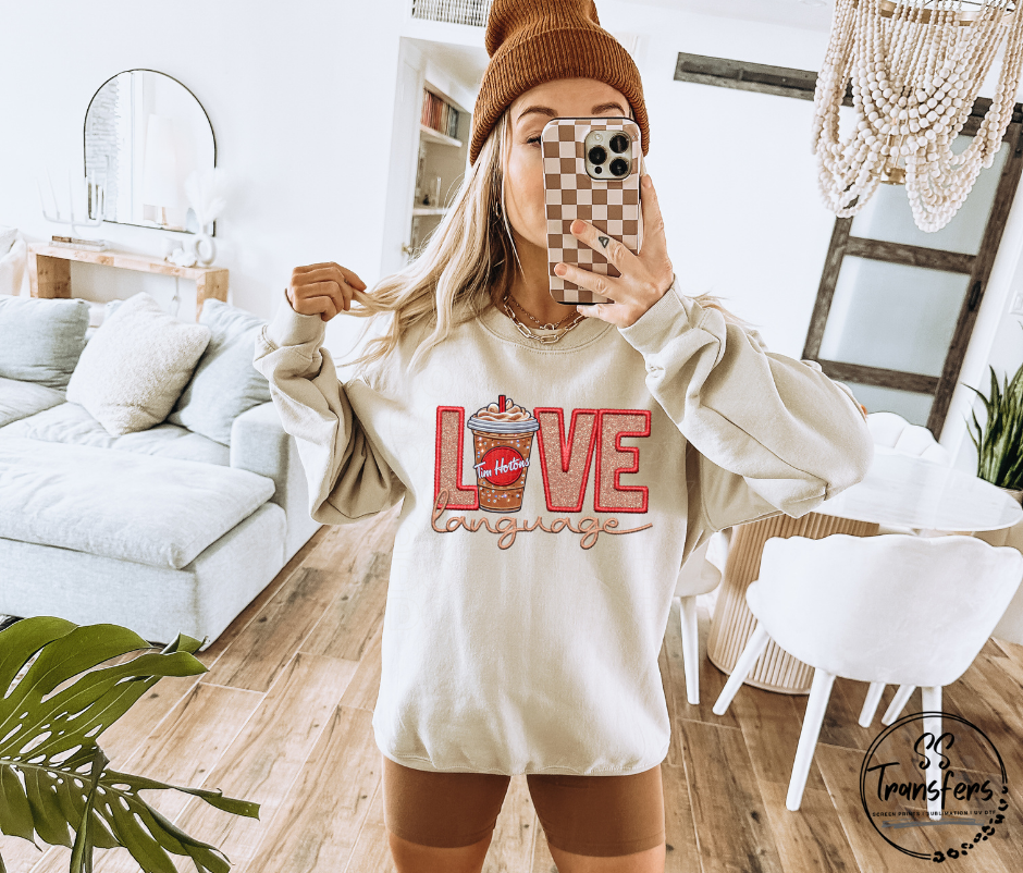 Love Language Faux Embroidered (Multiple Options) DTF Transfer